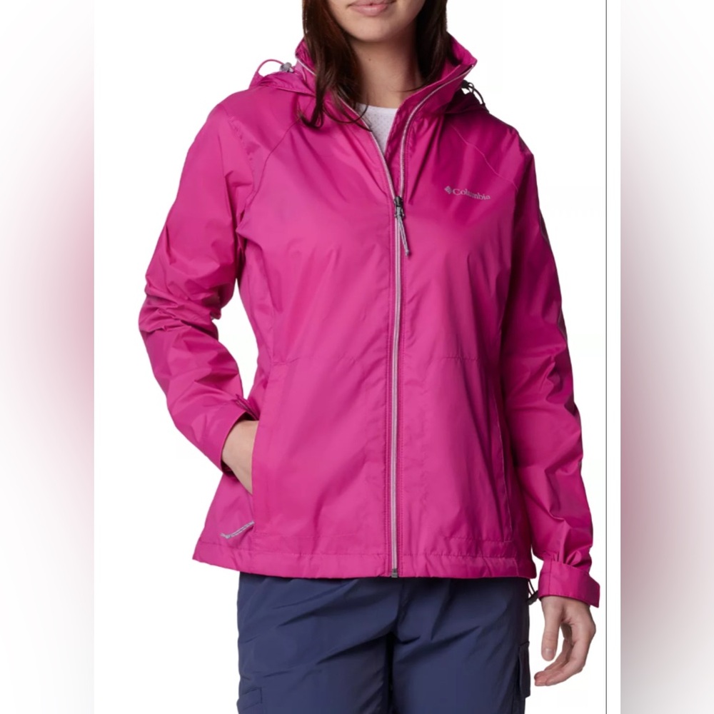 Columbia Hot Pink Hooded Soft Shell Rain‎ Jacket Medium
